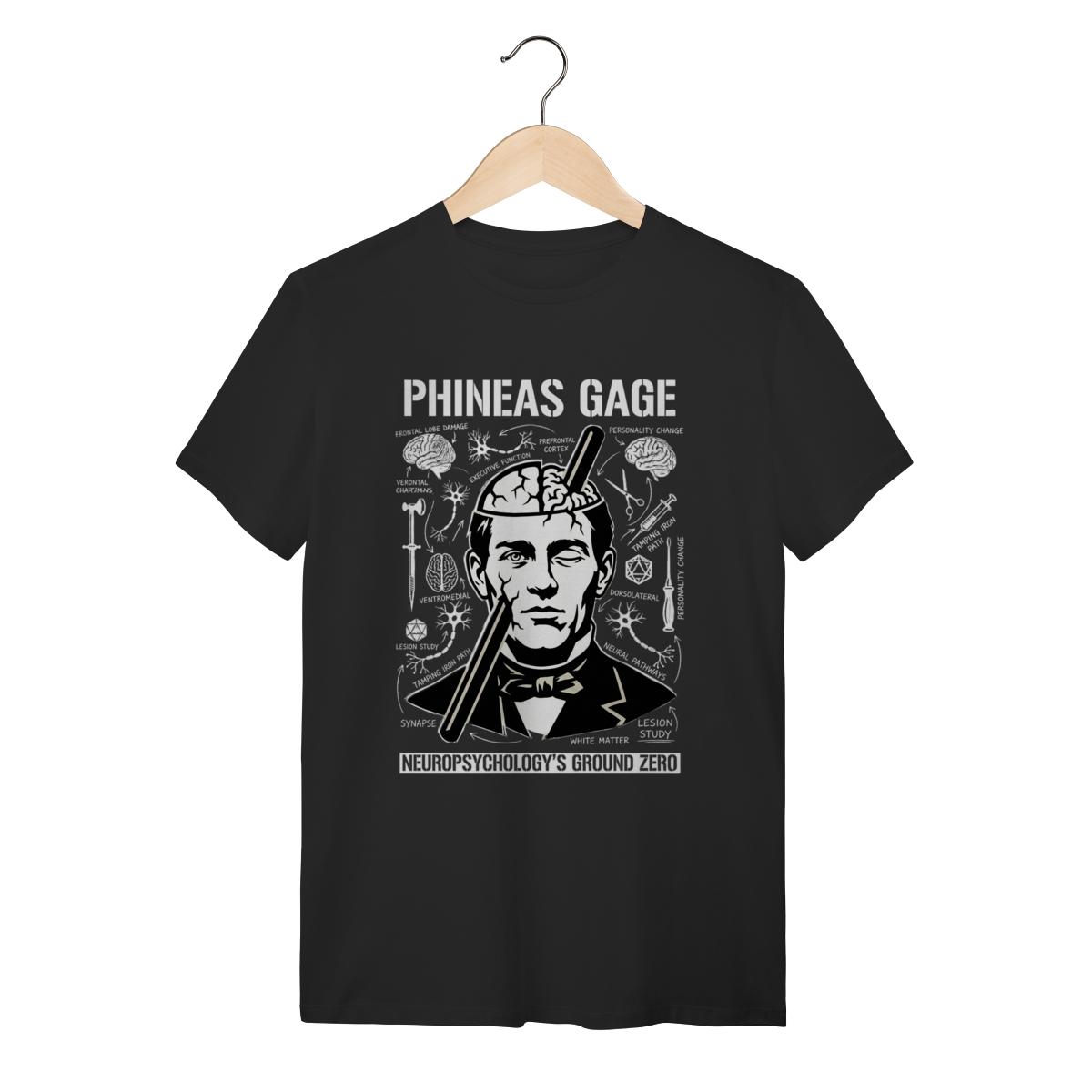 Nome do produto: Camiseta Phineas Gage - O Legado da Neurociência