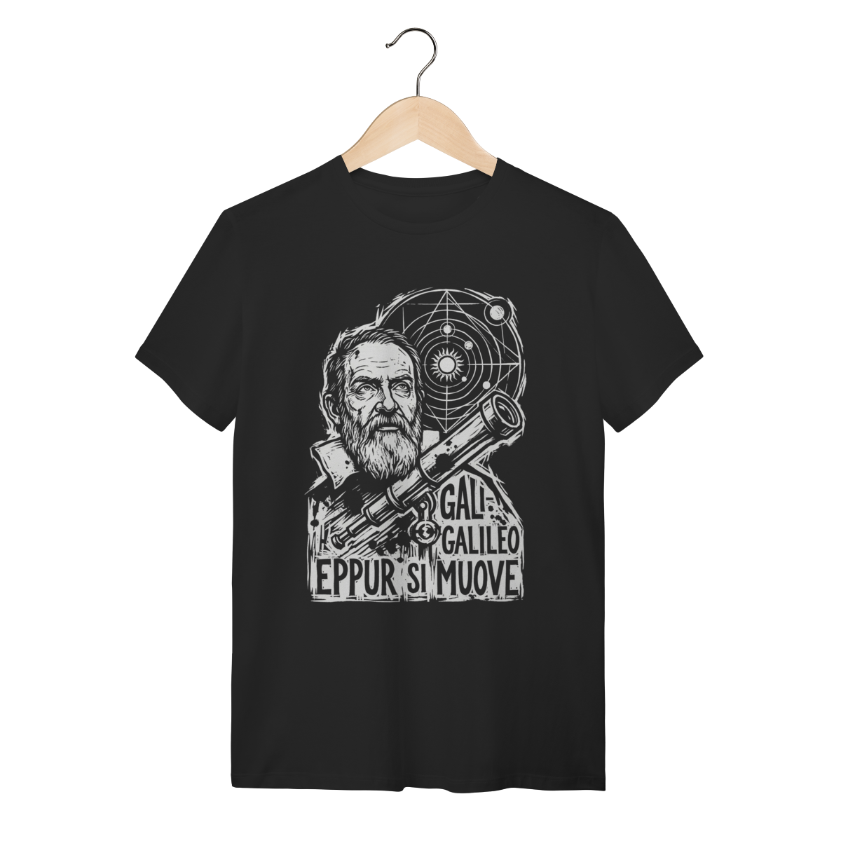 Nome do produto: Camiseta Galileo Galilei – Astronomia e Ciência