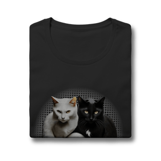 Nome do produto Camiseta Baby Long Quality - Yin Yang Felino Gatos Preto e Branco