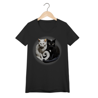 Nome do produto Camiseta Baby Long Quality - Yin Yang Felino Gatos Preto e Branco
