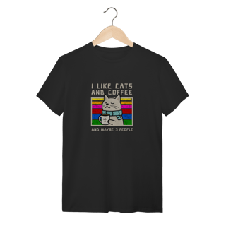 Nome do produto Camiseta Preta Gato Café - Frase Engraçada Algodão 30.1