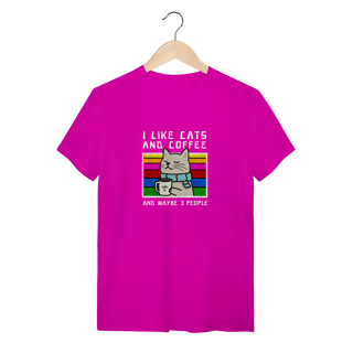 Nome do produto Camiseta Rosa Pink Gato E Café - Estampa Divertida 30.1