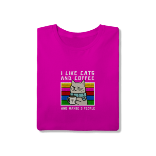 Nome do produto Camiseta Rosa Pink Gato E Café - Estampa Divertida 30.1