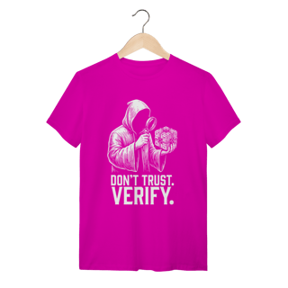 Nome do produto Camiseta Satoshi Nakamoto – Don't Trust. Verify – Criptografia Cypherpunk
