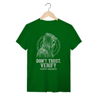 Nome do produto Camiseta Satoshi Nakamoto – Don't Trust. Verify – Criptografia Cypherpunk