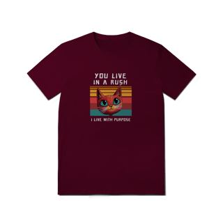 Nome do produto Camiseta Vinho Gato Live With Purpose - Confortável