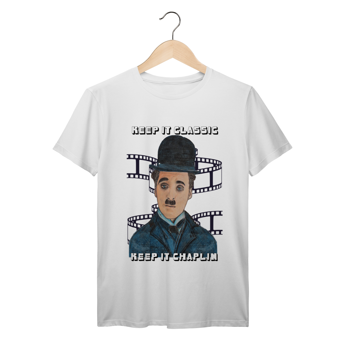 Nome do produto: T-Shirt Prime – Keep It Classic, Keep It Chaplin