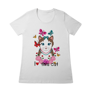 Camiseta Baby Look Quality - I Love Cat