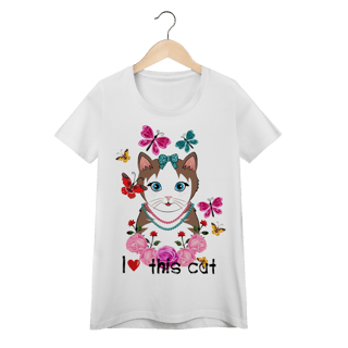 Nome do produtoCamiseta Baby Look Quality - I Love Cat
