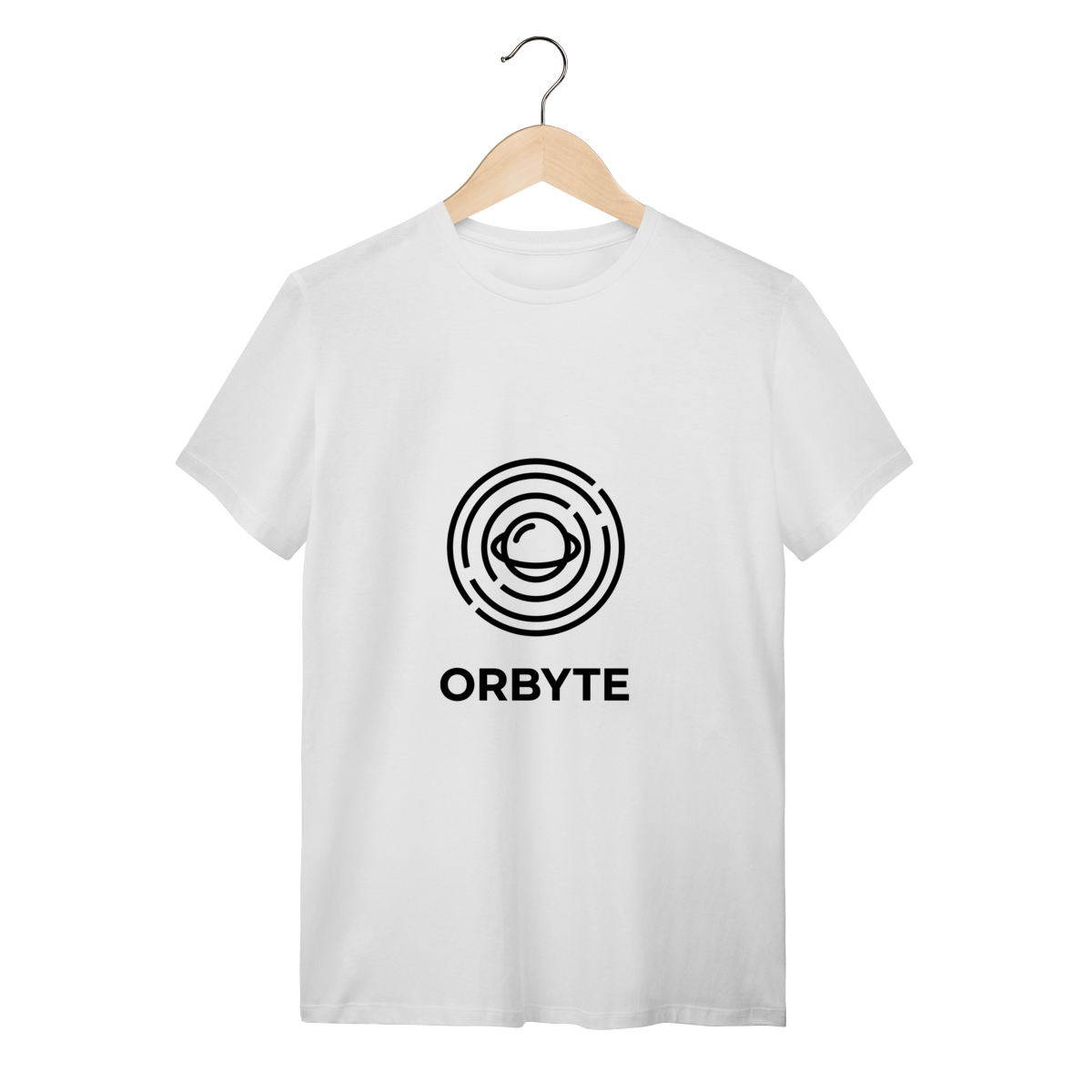 Camiseta Masculina Básica Preta Algodão Logo Minimalista Streetwear Orbyte
