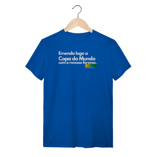 Tshirt emenda logo a copa do mundo com o recesso forense
