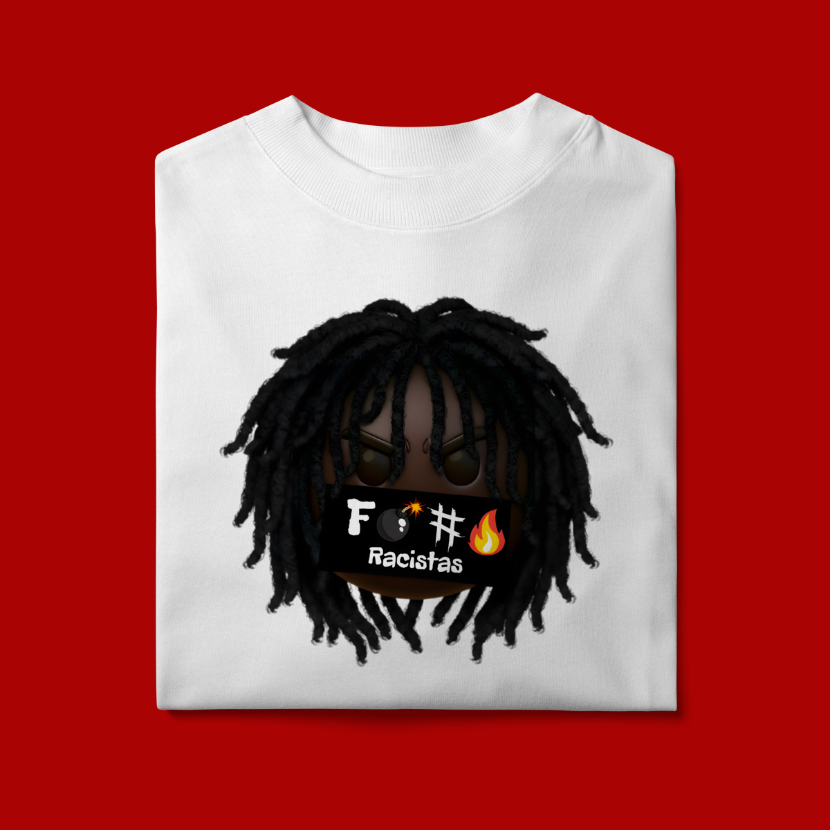 Nome do produto: Camiseta Oversized Black Emoji Fogo Nos Racistas