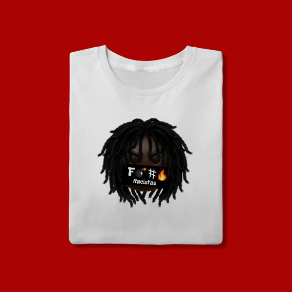 T-Shirt Quality Black Emoji Fogo Nos Racistas
