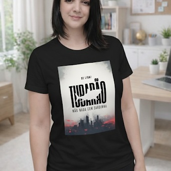 Camiseta Preta T-shirt Quality Temática Tubarão 