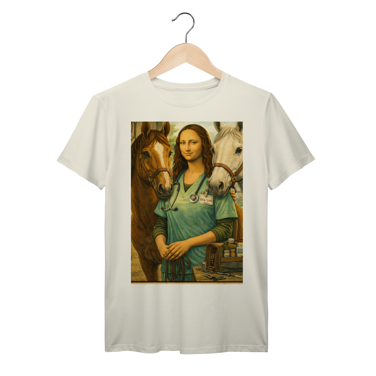 Nome do produto: Camiseta Mona Lisa Veterinária – Equinos