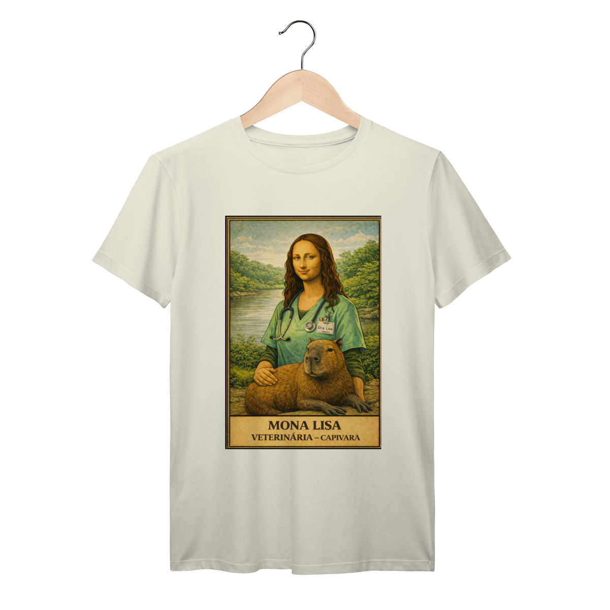 Nome do produto: Camiseta Mona Lisa Veterinária – Capivara