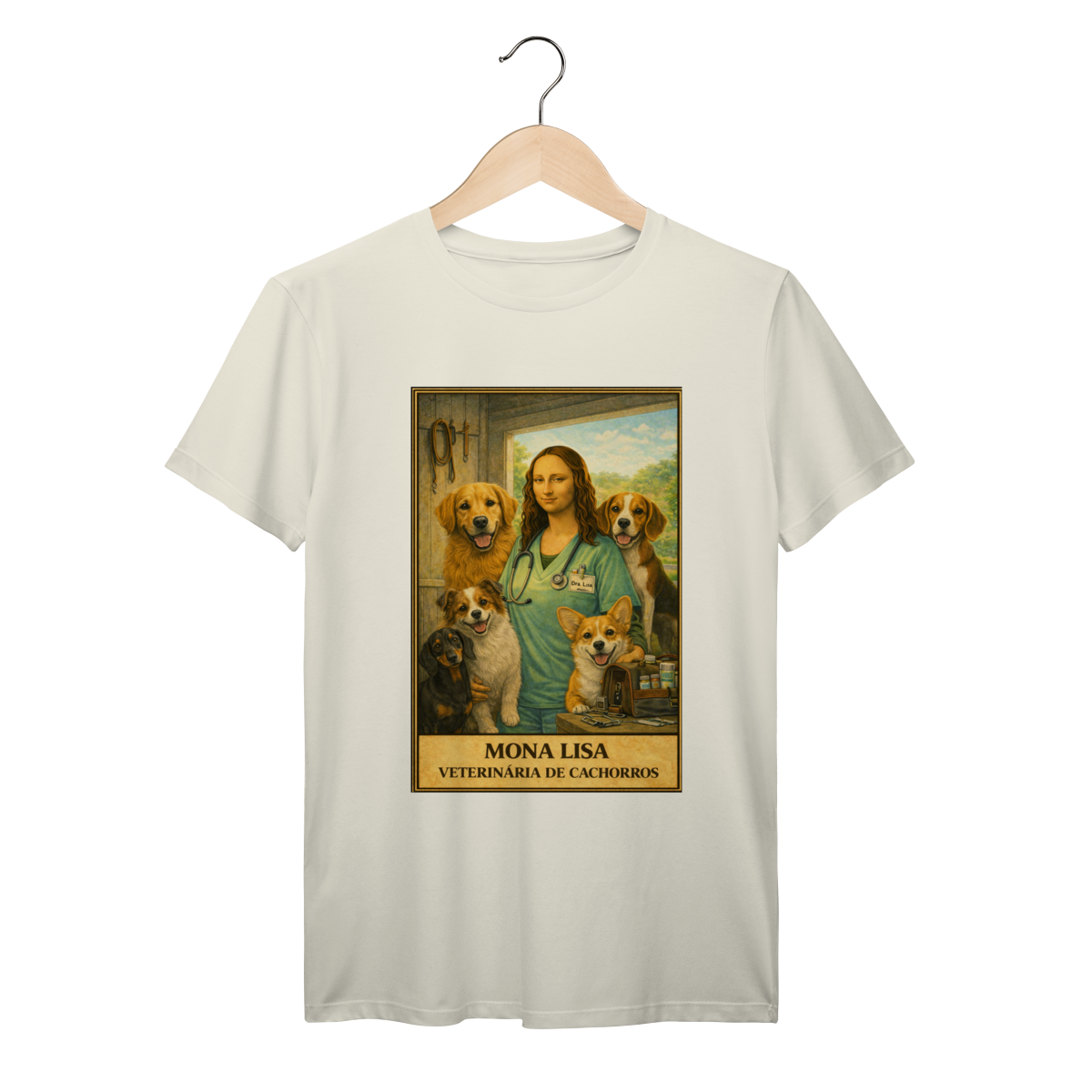Nome do produto: Camiseta Mona Lisa Veterinária de Cachorros