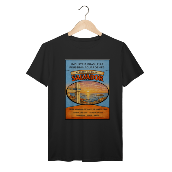 Camiseta Aguardente Salvador Bahia – Rótulo Vintage Brasileiro