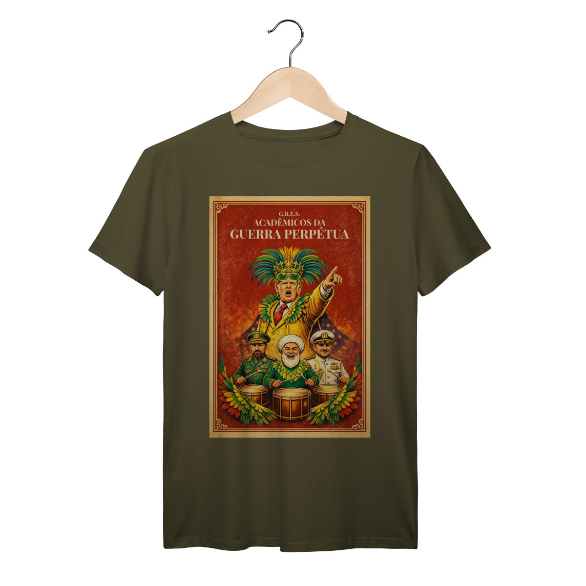 Nome do produto: G.R.E.S. Acadêmicos da Guerra Perpétua – Camiseta Vintage Carnaval Satírico