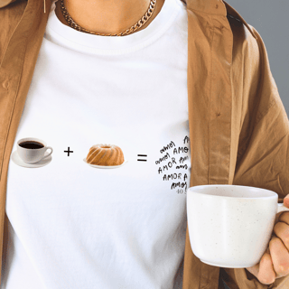 Nome do produto Café + Bolo - Camiseta Baby Long Quality