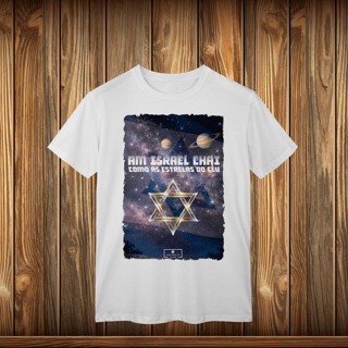 Nome do produto T-Shirt Classic - AM ISRAEL CHAI - ESTRELAS