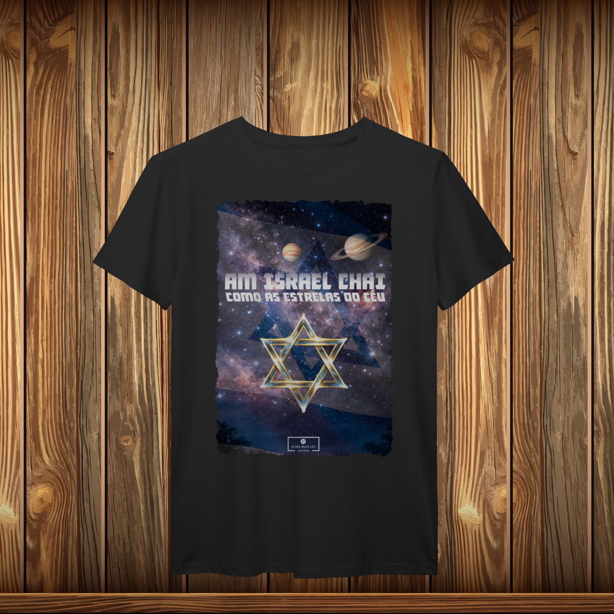 Nome do produto: T-Shirt Prime - AM ISRAEL CHAI - ESTRELAS