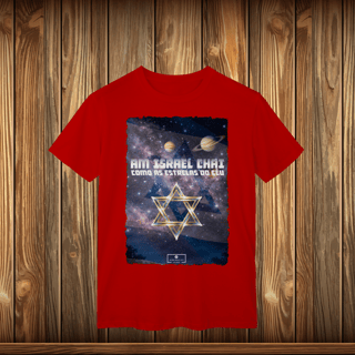 Nome do produto T-Shirt Classic - AM ISRAEL CHAI - ESTRELAS