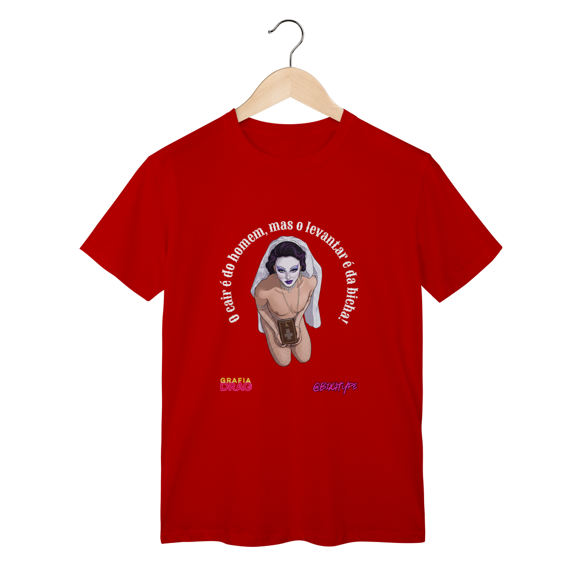 Nome do produto: Camiseta O cair é do homem, mas o levantar é da bicha