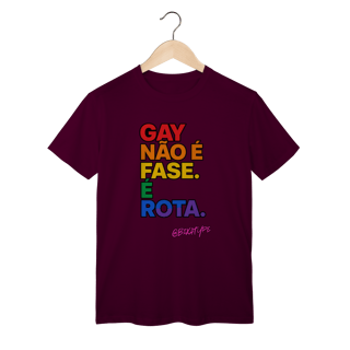 Nome do produto Camiseta Gay não é fase. É rota.