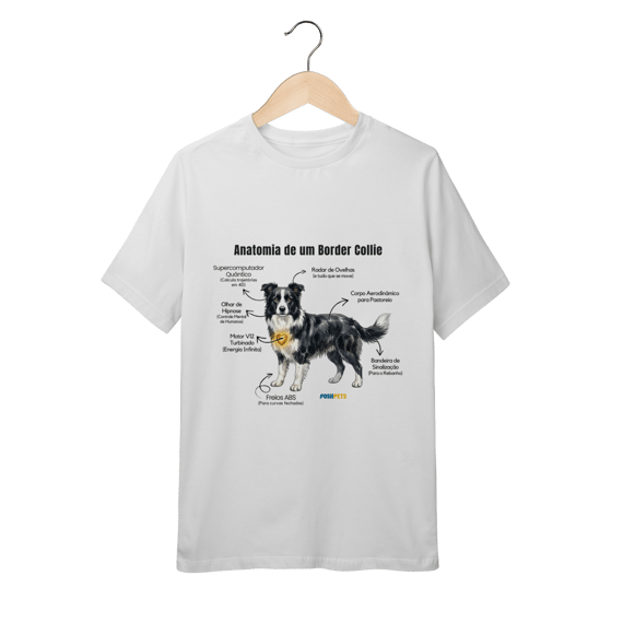 Camiseta infantil (10 a 14 anos) Border Collie #anatomias