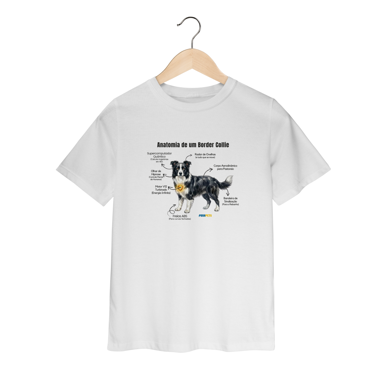 Nome do produto: Camiseta infantil (2 a 8 anos) Border Collie #anatomias