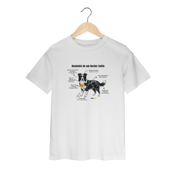 Camiseta infantil (2 a 8 anos) Border Collie #anatomias
