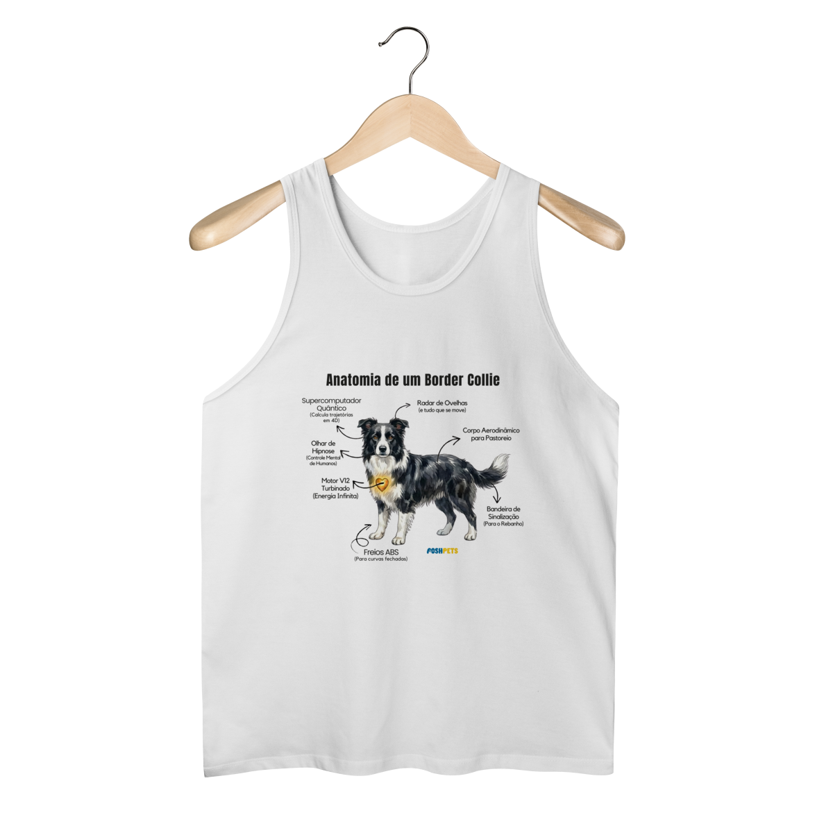 Nome do produto: Regata masculina Border Collie #anatomias