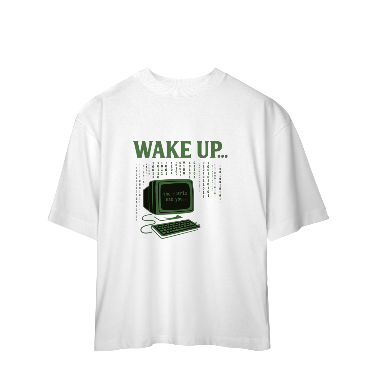 Nome do produto: CAMISETA OVERSIZED WAKE UP, THE MATRIX HAS YOU