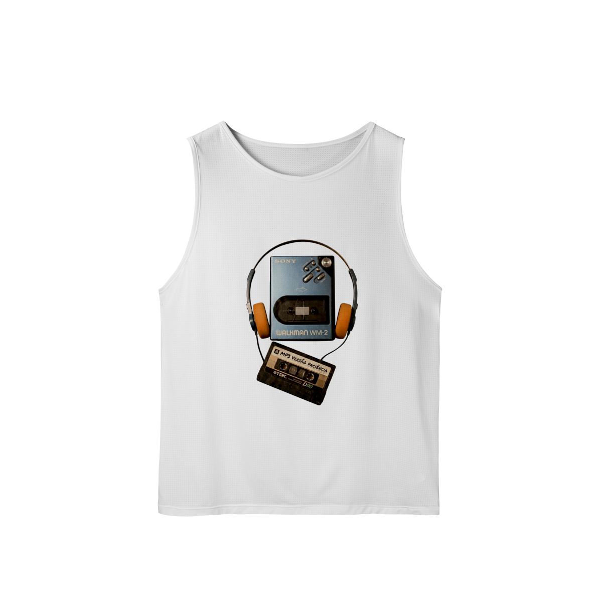 Nome do produto: REGATA MASC ESPORTIVA DRY FIT UV MP3 VERSÃO PACIÊNCIA