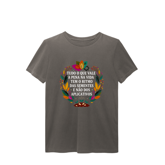 CAMISETA ESTONADA O RITMO DAS SEMENTES