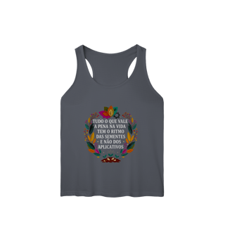 Nome do produto REGATA FEMININA O RITMO DAS SEMENTES