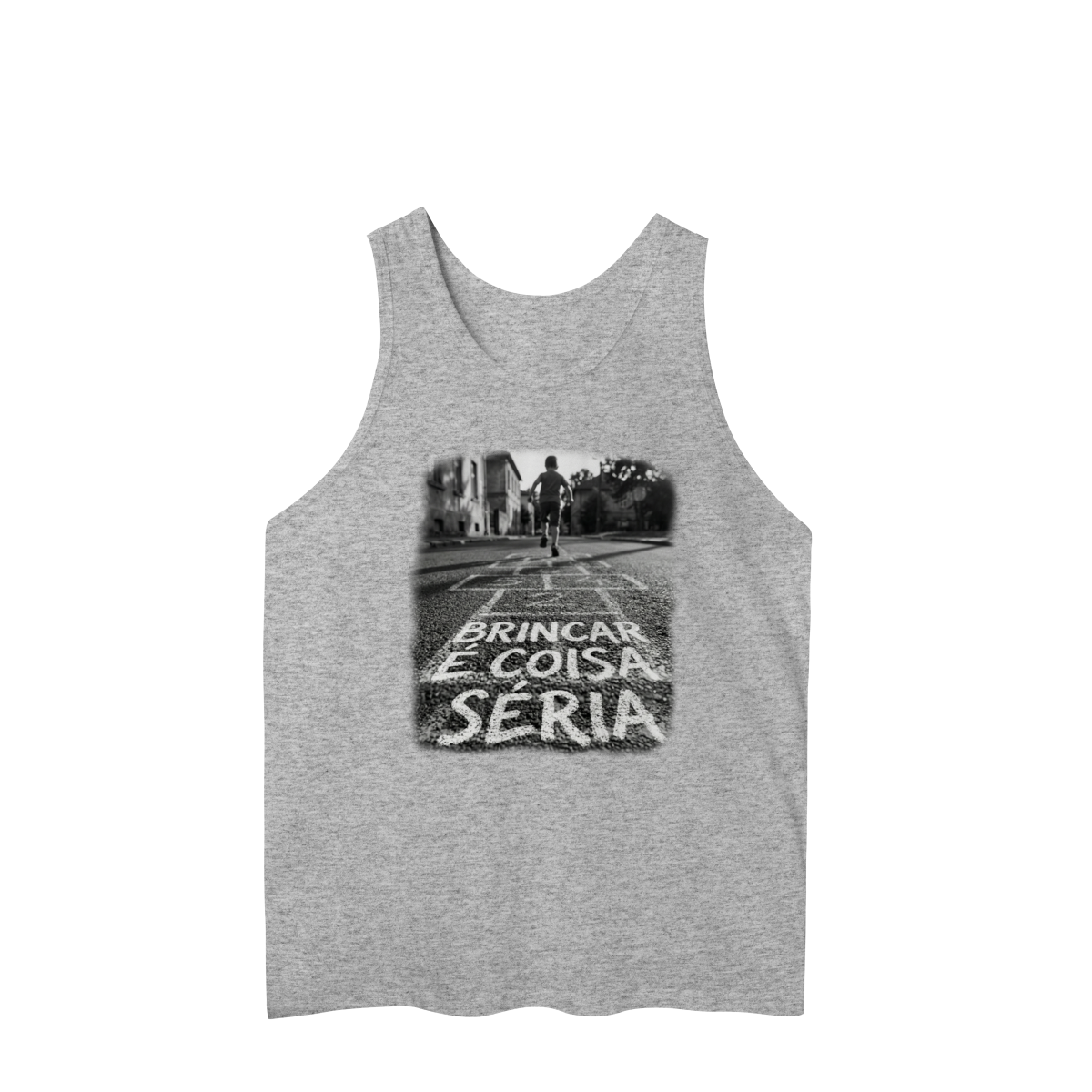 Nome do produto: REGATA MASCULINA BRINCAR É COISA SÉRIA