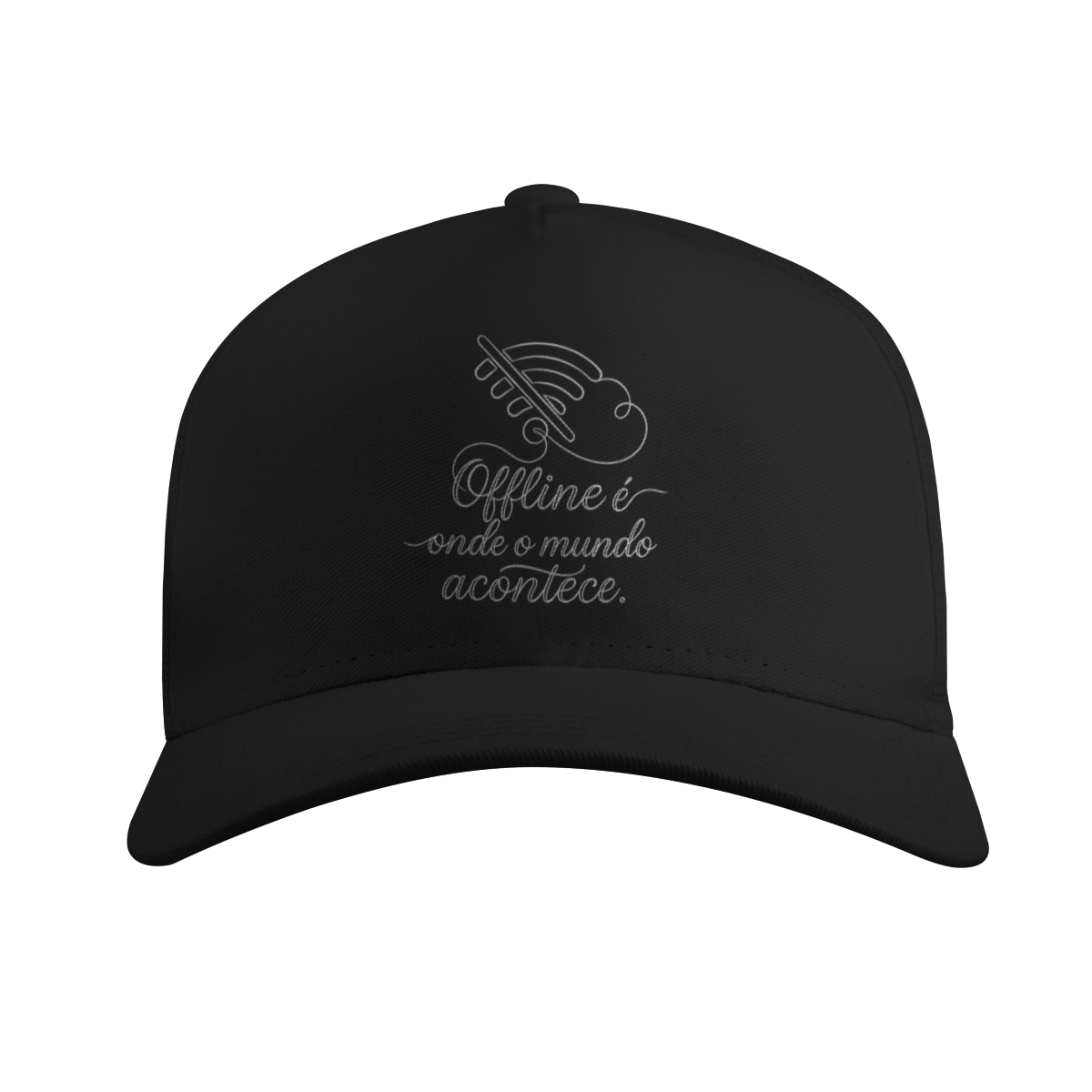 Nome do produto: BONÉ AMERICANO COM TELA OFFLINE É ONDE O MUNDO ACONTECE