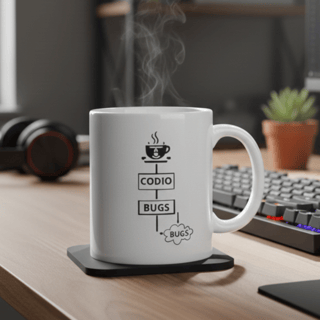 Caneca Loop Dev: Café, Código e Bugs