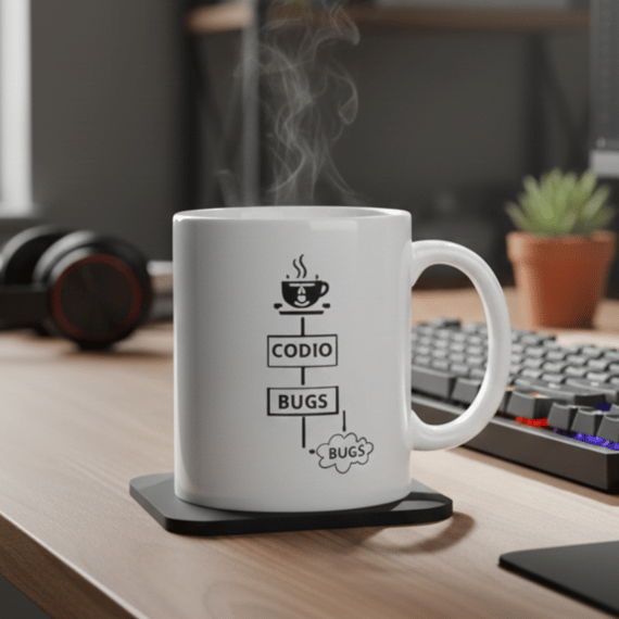 Caneca Loop Dev: Café, Código e Bugs