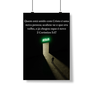 Pôster com o versículo de 2 Coríntios 5.17.