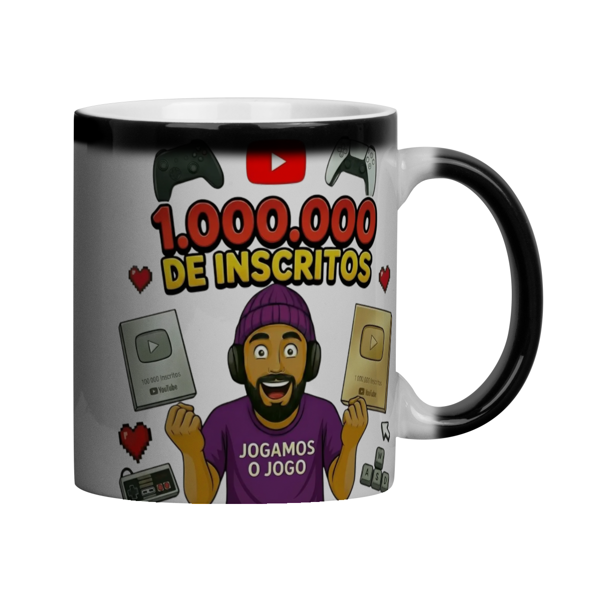 Nome do produto: Caneca Mágica Comemorativa 1 Milhão de Inscritos