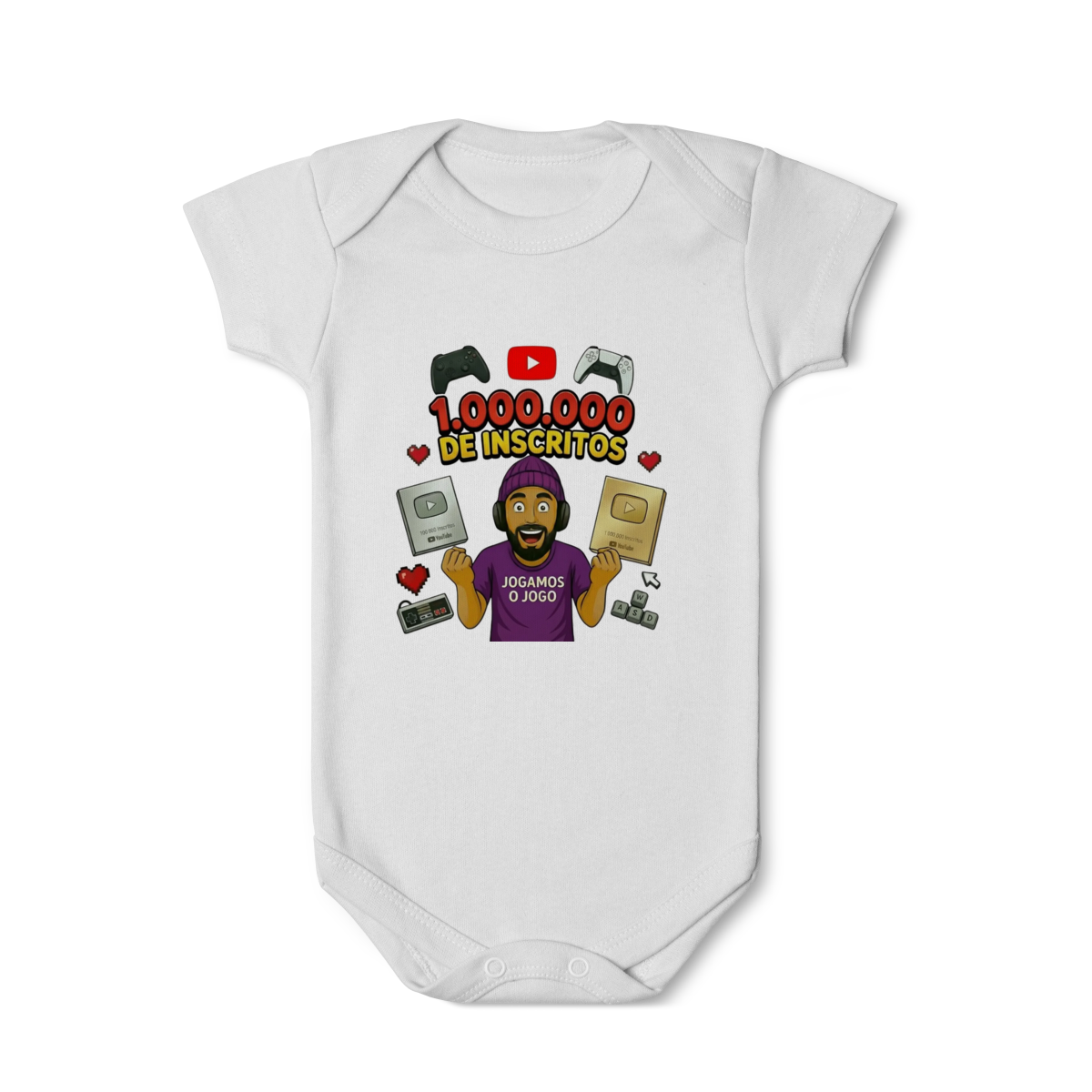 Nome do produto: Body Infantil Comemorativo 1 Milhão de Inscritos