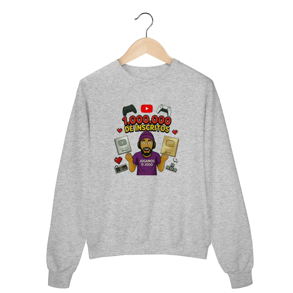 Nome do produto: Moletom Fechado Comemorativo 1 Milhão de Inscritos