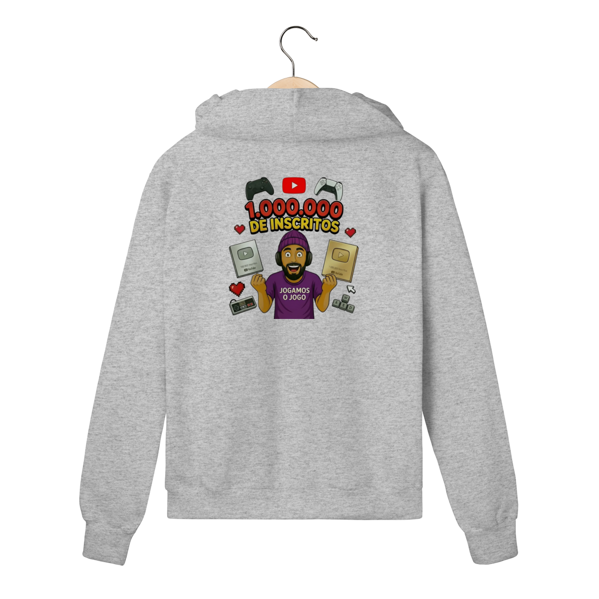 Nome do produto: Moletom Com Ziper Comemorativo 1 Milhão de Inscritos