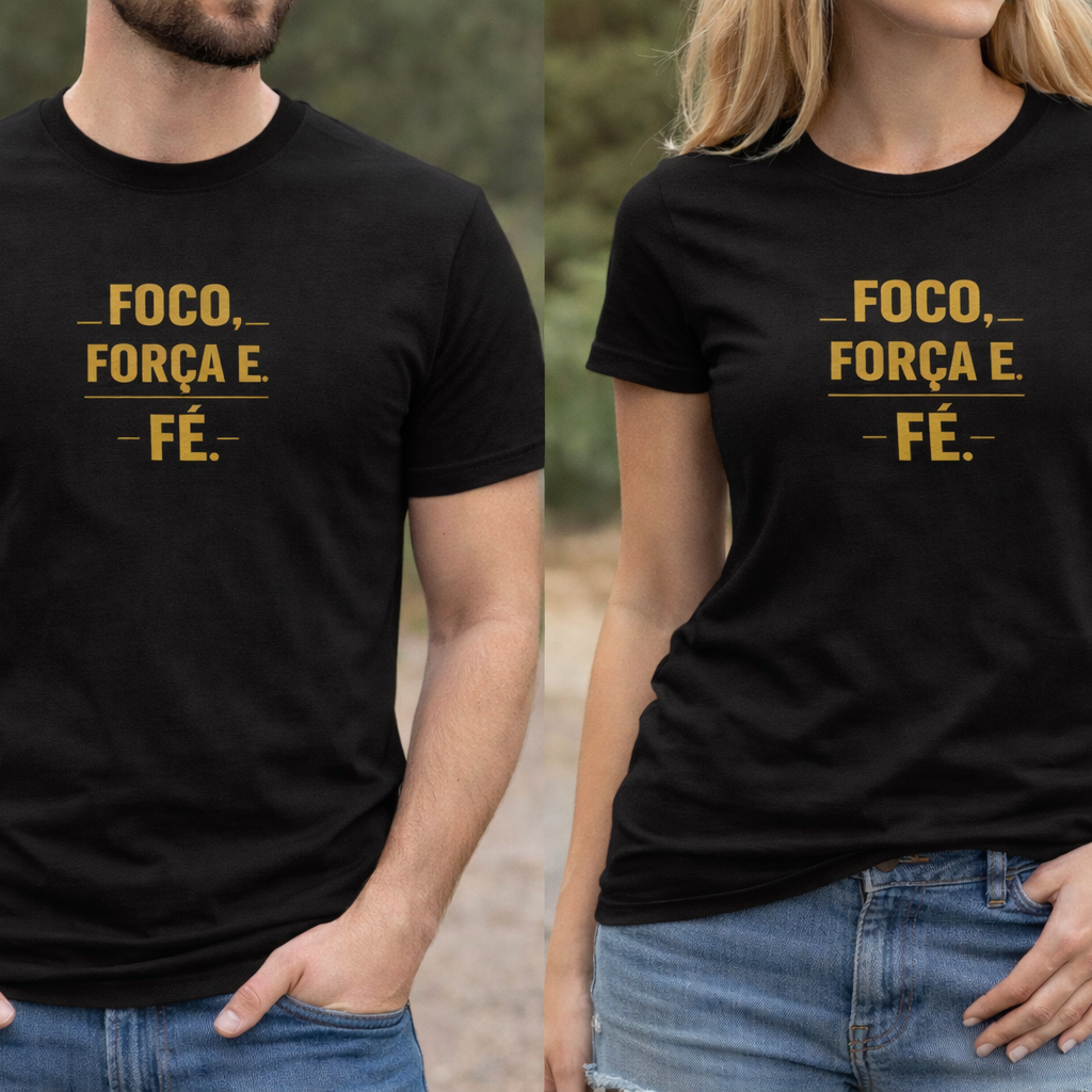 Nome do produto: Camiseta Quality Foco Força e Fé