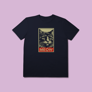 Nome do produto Camiseta Premium Petnip Meow Obey Gato - 100% Algodão