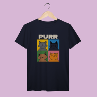 Nome do produto Camiseta Premium Purr Pop Art Gatos - 100% Algodão