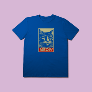 Nome do produto Camiseta Premium Petnip Meow Obey Gato - 100% Algodão